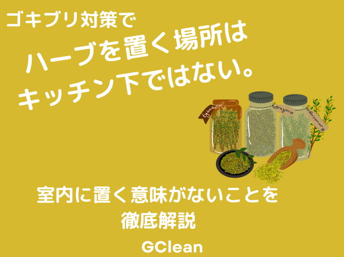 ゴキブリ対策でハーブを虫除けとして使うには置く場所が重要なことを示すイラスト